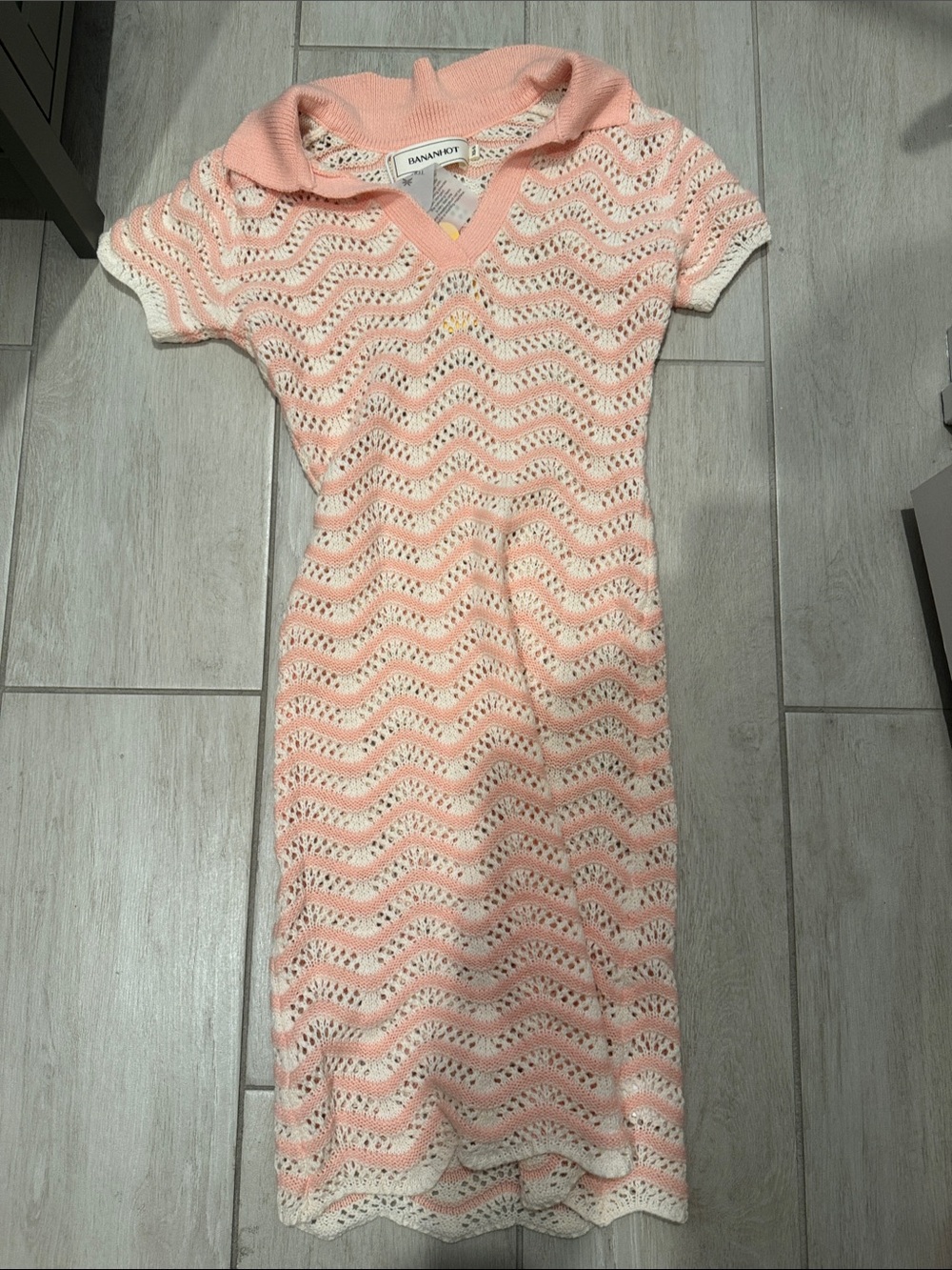 Bananhot Coco Mini Dress Knitted Pink stripes size XS-S